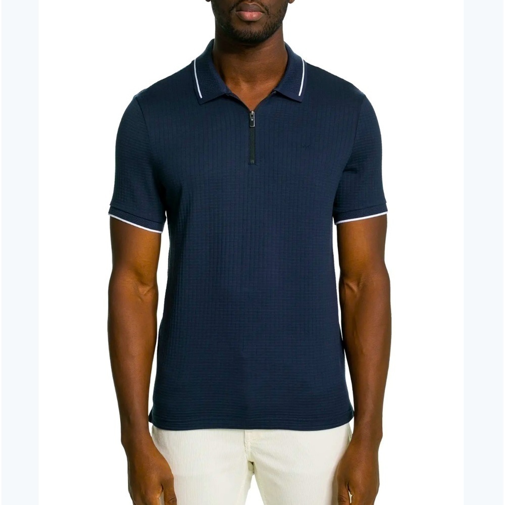 Ted Baker Durdle texture blue polo with white trim size 4